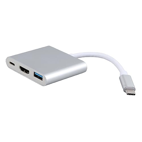 USB-C-Hub (3/in/1) mit 4K-HDMI-Display, 5 Gbit/s und 1 X 60 W PD-Anschluss, Aluminiumlegierung, für USB-Flash-Laufwerk, Festplatte, Maus, Tastatur, Fernseher, Projektor und von Goshyda