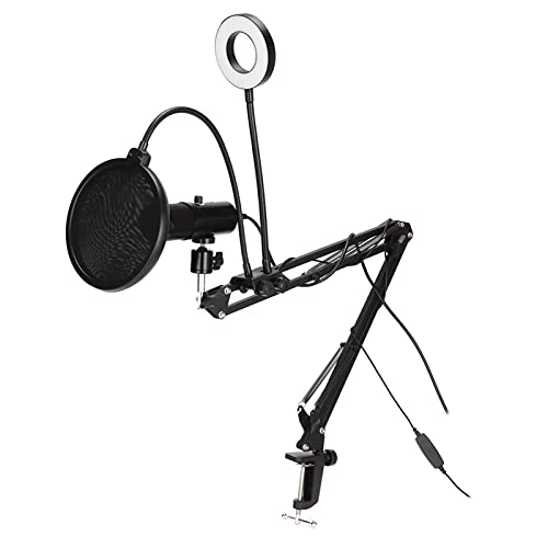 USB-Mikrofon-Set, Podcast-PC-Kondensator-Mikrofon-Kit mit Nierencharakteristik, Ein-Tasten-Stummschaltung RGB-Licht, mit Boom Arm Shock Mount Pop-Filter, Zum Aufnehmen von Live-Streaming(Schwarz) von Goshyda