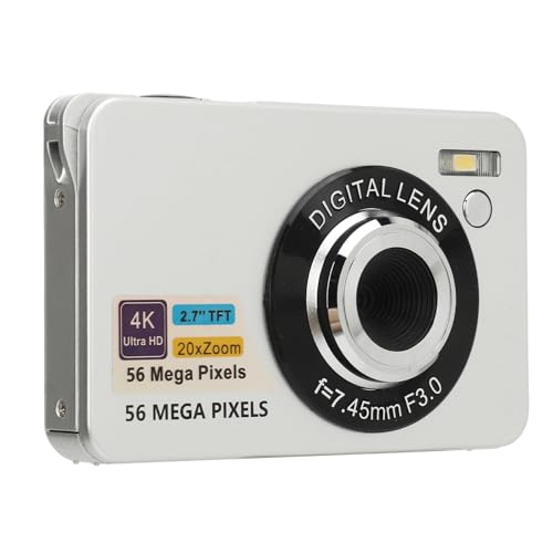 Goshyda Vlogging-Kamera, 2,7 Zoll 4K 56 MP HD-Digitalkamera 20-facher Zoom Autofokus-Digitalkamera, für Vlog-Reisen, für Jugendliche Anfänger (Silver) von Goshyda