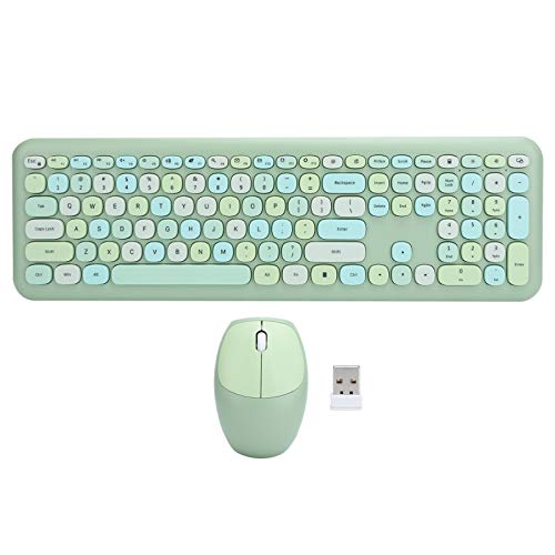 Wireless Keyboard Mouse Combos, 110-Tasten-2,4-GHz-Chip-Plug-and-Play für Bürohaushalte(Grün) von Goshyda