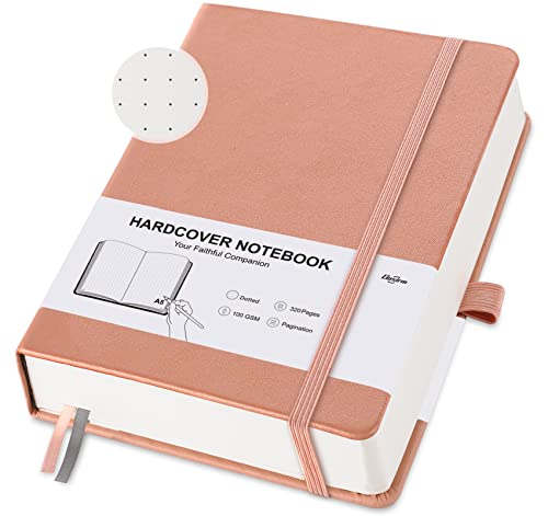 Notizbuch Din A5 Dotted Journal Notebook, Hardcover Notizbücher Gepunktet mit 320 Seiten, 100 g/m² Tintenfestes Dickes Papier, Dot Tagebuch für Fraue, Schule/Büro, Schreiben, 14,8 x 21,3 cm Rosa von Gosirm