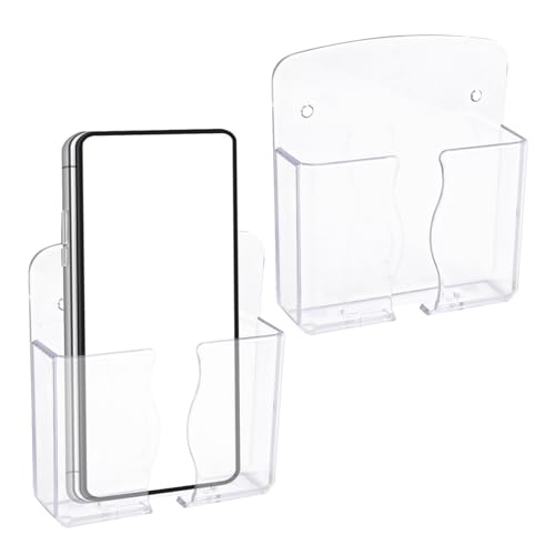 Gosknor 2stk Telefonhalter zur Wandmontage, Hochwertiger Transparenter Handyständer aus Kunststoff mit Ladeloch Telefonhalter Wandhalterung Handyhalter Praktisches Smartphone-Telefonzubehör von Gosknor