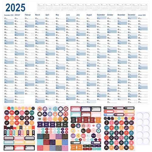 Großer Kalender, 2025 Großer Kalenderplaner Monatsplaner Kalender Blau Organizer Kalenderplaner für Die Planung Organisation zu Hause in der Schule im Büro von Gosknor