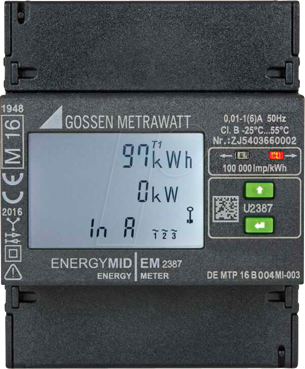 GMCI U2387-V012 - Energiezähler, MID, kWh, 3-L, 1(6)A, S0 von Gossen Metrawatt