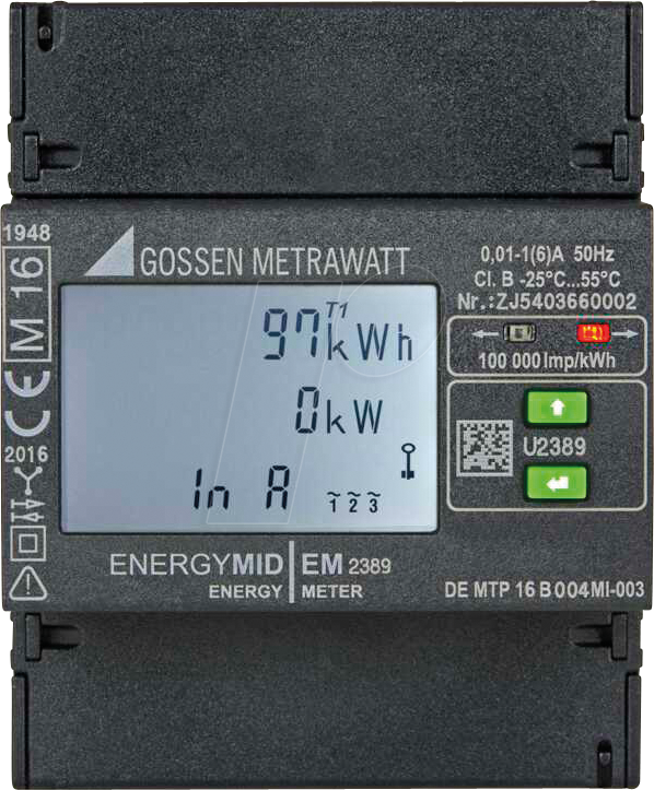 GMCI U2389-V018 - Energiezähler, MID, kWh, 4-L, 1(6)A, RTU von Gossen Metrawatt