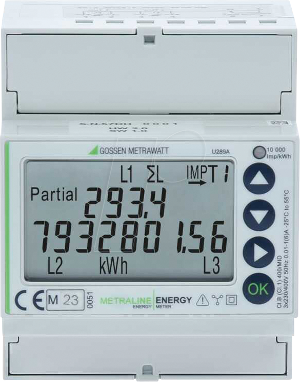 GMCI U289A - Energiezähler, ME, kWh, 4-L, 1(6)A, S0 von Gossen Metrawatt