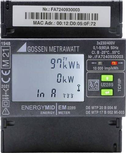 Gossen Metrawatt Drehstromzähler digital 80A MID-konform: Ja 1St. Gossen Metrawatt Drehstromzähler digital 80A MID-konform: Ja 1St. von Gossen Metrawatt