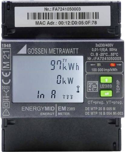 Gossen Metrawatt U2389-V047 Drehstromzähler mit Wandleranschluss digital 5A MID-konform: Ja 1St. von Gossen Metrawatt