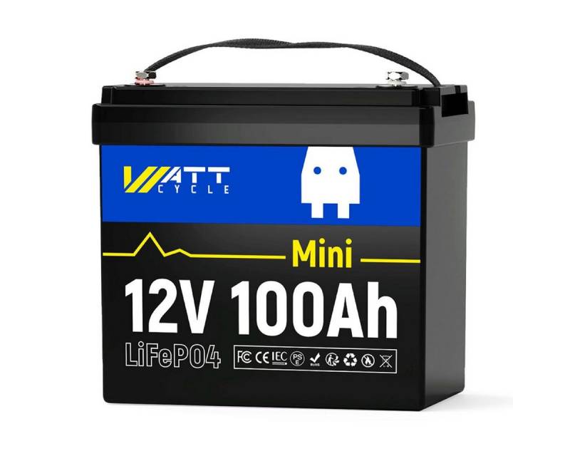 Gotagee WattCycle 12V 100Ah Mini-LiFePO4-Akku,integriertes 100A BMS Batterie, tragbare Ladestation mit Bluetooth von Gotagee