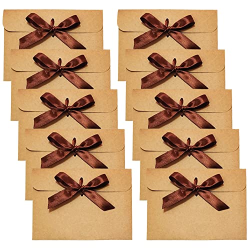 Gotetiso 30 Stück Kraftpapier Umschläge Retro Geschenkkarten Briefumschläge Weihnachten Retro Kraftpapier Vintage Kraftpapier Umschlag mit Bändern für Hochzeit Einladungen Grußkarten Festival Karten von Gotetiso