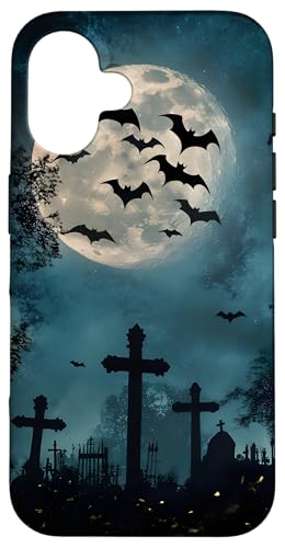 Gothic Friedhof Vollmond Fledermäuse Hülle für iPhone 16 Gothic Friedhof Vollmond Fledermäuse Hülle für iPhone 16 von Gothic Designs by Dennex