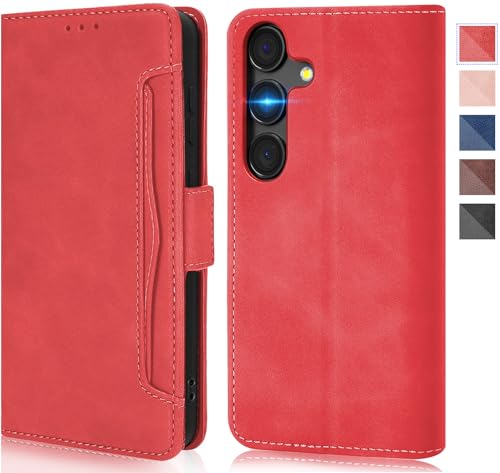 A16 Hülle Lederhülle Handyhülle für Samsung A16 5G Handytasche Flip Case Cover für Samsung Galaxy A16 5G Schutzhülle Klappbar 360 Grde Stoßfest Premium Klapphülle Kartenfach 5G (Rot) von Gotivi