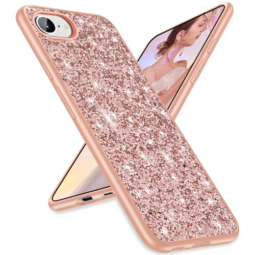 Glitzer-Schutzhülle für iPhone 16e, schlanke Hülle, glitzernd, Diamant-TPU-Stoßdämpfer, Ganzkörperschutz, stoßfest, für Damen und Mädchen, weiche Hülle, 5G / 6,1 Zoll (15,5 cm), Roségold von Gotivi