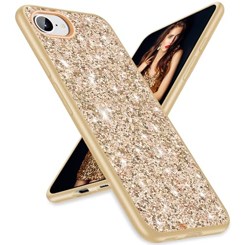 Glitzer-Schutzhülle für iPhone 16e, schlanke Hülle, glitzernd, Diamant-TPU-Stoßdämpfer, Ganzkörperschutz, stoßfest, für Damen und Mädchen, weiche Hülle, 5G / 6,1 Zoll (15,5 cm) (Gold) von Gotivi