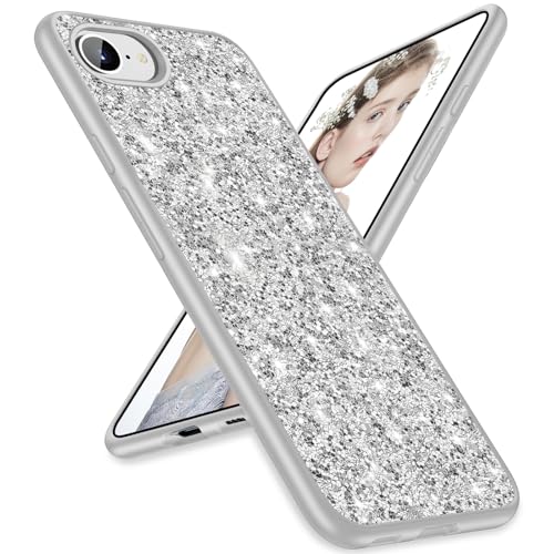 Glitzer-Schutzhülle für iPhone 16e, schlanke Hülle, glitzernd, Diamant-TPU-Stoßdämpfer, Ganzkörperschutz, stoßfest, für Damen und Mädchen, weiche Hülle, 5G / 6,1 Zoll (15,5 cm) (Silber) von Gotivi