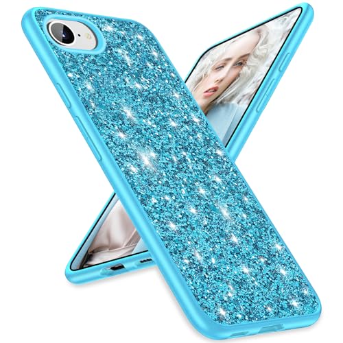 Glitzer-Schutzhülle für iPhone 16e, schlanke Hülle, glitzernd, Diamant-TPU-Stoßdämpfer, Ganzkörperschutz, stoßfest, für Damen und Mädchen, weiche Hülle, 5G / 6,1 Zoll (15,5 cm) (blau) von Gotivi