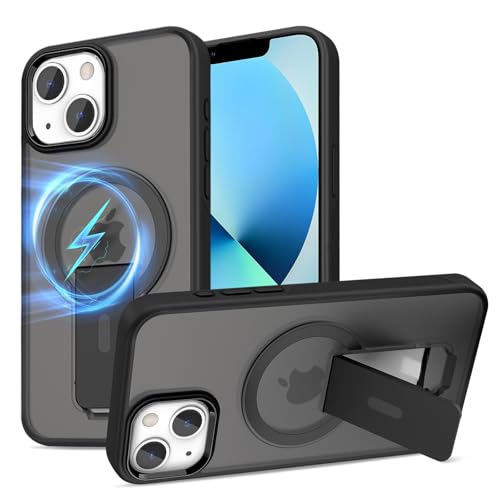 Gotivi für iPhone 13/für iPhone 14 Hülle Magnet Ständer Handyhülle für iPhone 13 Magnetisch Case mit Mag-Safe Halter TPU Silikon Bumper Stoßfest Kratzfeste Schutzhülle Matt Cover 5G (Schwarz) von Gotivi