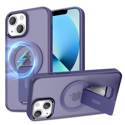 Gotivi für iPhone 13/für iPhone 14 Hülle Magnet Ständer Handyhülle für iPhone 13 Magnetisch Case mit Mag-Safe Halter TPU Silikon Bumper Stoßfest Kratzfeste Schutzhülle Matt Cover 5G (violett) von Gotivi