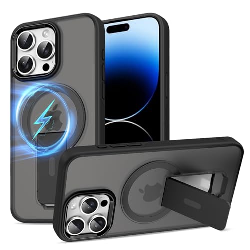 Gotivi für iPhone 14 Pro Hülle Magnet Ständer Handyhülle für iPhone 14 Pro Magnetisch Case mit Mag-Safe Halter TPU Silikon Bumper Stoßfest Kratzfeste Schutzhülle Matt Cover 5G (Schwarz) von Gotivi