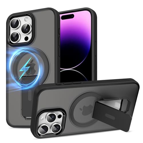 Gotivi für iPhone 14 Pro Max Hülle Magnet Ständer Handyhülle für iPhone 14 Pro Max Magnetisch Case mit Mag-Safe Halter TPU Silikon Bumper Stoßfest Kratzfeste Schutzhülle Matt Cover 5G (Schwarz) von Gotivi