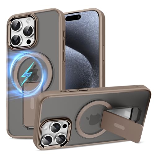 Gotivi für iPhone 15 Pro Hülle Magnet Ständer Handyhülle für iPhone 15 Pro Magnetisch Case mit Mag-Safe Halter TPU Silikon Bumper Stoßfest Kratzfeste Schutzhülle Matt Cover 5G (Wüstenfarbe) von Gotivi