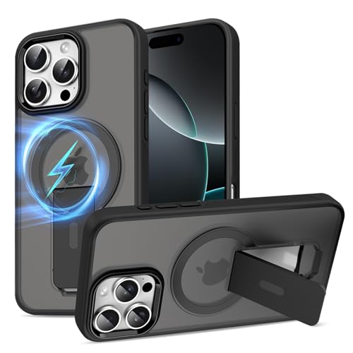 Gotivi für iPhone 16 Pro Hülle Magnet Ständer Handyhülle für iPhone 16 Pro Magnetisch Case mit Mag-Safe Halter TPU Silikon Bumper Stoßfest Kratzfeste Schutzhülle Matt Cover 5G (Schwarz) von Gotivi