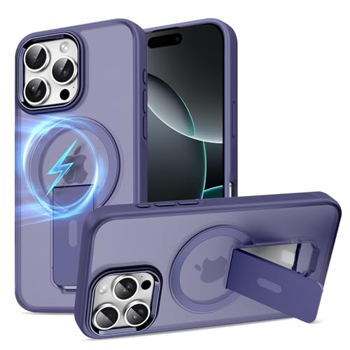 Gotivi für iPhone 16 Pro Hülle Magnet Ständer Handyhülle für iPhone 16 Pro Magnetisch Case mit Mag-Safe Halter TPU Silikon Bumper Stoßfest Kratzfeste Schutzhülle Matt Cover 5G (violett) von Gotivi