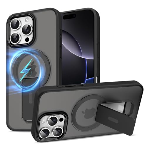 Gotivi für iPhone 16 Pro Max Hülle Magnet Ständer Handyhülle für iPhone 16 Pro Max Magnetisch Case mit Mag-Safe Halter TPU Silikon Bumper Stoßfest Kratzfeste Schutzhülle Matt Cover 5G (Schwarz) von Gotivi