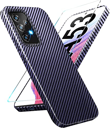 Kompatibel mit Samsung A53 5G Hülle mit A53 5G Schutzfolie Ultra dünn Carbon PC Handyhülle für Samsung A53 Stoßfest Schutzhülle für Samsung Galaxy A53 Slim Case Cover 5G/6.5" von Gotivi