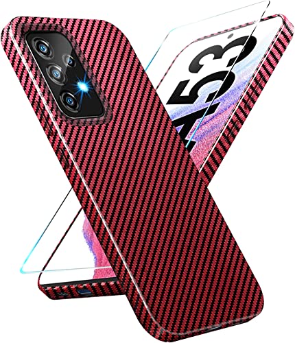 Kompatibel mit Samsung A53 5G Hülle mit A53 5G Schutzfolie Ultra dünn Carbon PC Handyhülle für Samsung A53 Stoßfest Schutzhülle für Samsung Galaxy A53 Slim Case Cover 5G/6.5" von Gotivi