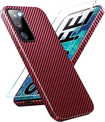 Kompatibel mit Samsung S20 FE Hülle Carbon [mit S20 FE Schutzfolie] Ultra dünn PC Handyhülle für Samsung S20 FE Slim Case Cover Schutzhülle für Samsung Galaxy S20 FE Stoßfest 360 Grad 5G/6.5" von Gotivi