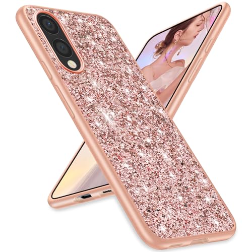 Schutzhülle für Samsung S25 Edge 5G, Glitzer, schmal, glitzernd, TPU, Stoßschutz, stoßfest, für Damen und Mädchen, weiche Hülle, 5G / 16,9 cm (6,6 Zoll), Roségold) von Gotivi