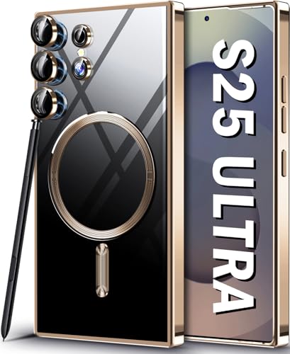 Schutzhülle für Samsung S25 Ultra, kompatibel mit MagSafe, magnetische Schutzhülle für Samsung Galaxy S25 Ultra 5G, unterstützt kabelloses Ladegerät, transparent, weich, dünn, TPU, stoßfest, S25 Ultra von Gotivi