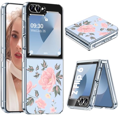 Schutzhülle für Samsung Z Flip 6, Silikon, Blumen, dünn, transparent, für Frauen und Mädchen, weiches TPU, stoßfest, Schutzhülle für Samsung Galaxy Z Flip 6 5G, kristallklare Hülle (A) Schutzhülle für Samsung Z Flip 6, Silikon, Blumen, dünn, transparent, für Frauen und Mädchen, weiches TPU, stoßfest, Schutzhülle für Samsung Galaxy Z Flip 6 5G, kristallklare Hülle (A) von Gotivi