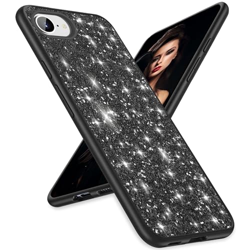 Schutzhülle für iPhone 16e, Glitzer, schmal, glitzernd, TPU, Stoßschutz, stoßfest, für iPhone 16e, für Damen und Mädchen, weiche Hülle, 5G / 6,1 Zoll (schwarz) von Gotivi
