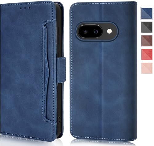 für Google Pixel 9a Hülle Leder Klappbar Handyhülle für Google Pixel 9a Handytasche Flip Case Cover Schutzhülle 360 Grde Stoßfest Premium Klapphülle Wallet-Serie (Blau) von Gotivi