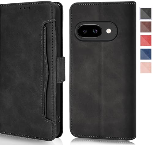für Google Pixel 9a Hülle Leder Klappbar Handyhülle für Google Pixel 9a Handytasche Flip Case Cover Schutzhülle 360 Grde Stoßfest Premium Klapphülle Wallet-Serie (Schwarz) von Gotivi