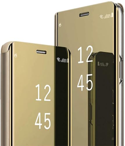 für Samsung A16 Hülle Spiegel Handyhülle für Samsung Galaxy A16 Clear View Flip Case Handytasche Schutzhülle Leder Klappbar Hard PC Stoßfest Cover Ständer Klapphülle Hüllen 5G (Gold) von Gotivi