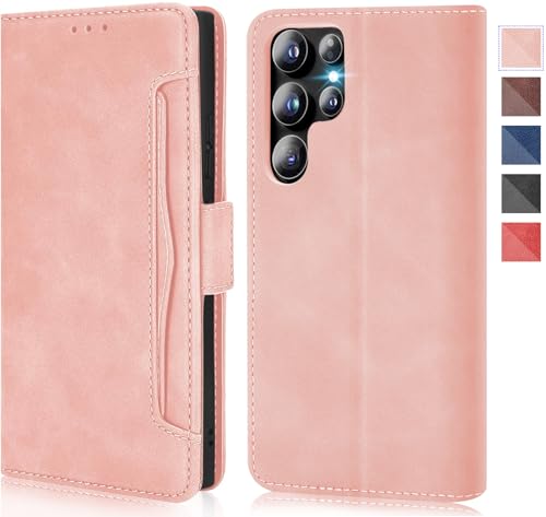 für Samsung Galaxy S24 Ultra Hülle Leder Klappbar Handyhülle für Samsung S24 Ultra Handytasche Flip Case Cover S24 Ultra Schutzhülle 360 Grde Stoßfest Premium Klapphülle Kartenfach 5G (Rosa) von Gotivi