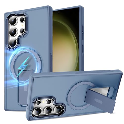 für Samsung S23 Ultra Hülle Magnet Ständer Handyhülle für Samsung Galaxy S23 Ultra Magnetisch Case mit Mag-Safe Halter TPU Silikon Bumper Stoßfest Kratzfeste Schutzhülle Matt Cover 5G (Blau) von Gotivi