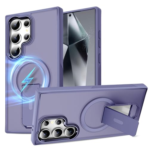 für Samsung S24 Ultra Hülle Magnet Ständer Handyhülle für Samsung Galaxy S24 Ultra Magnetisch Case mit Mag-Safe Halter TPU Silikon Bumper Stoßfest Kratzfeste Schutzhülle Matt Cover 5G (violett) von Gotivi