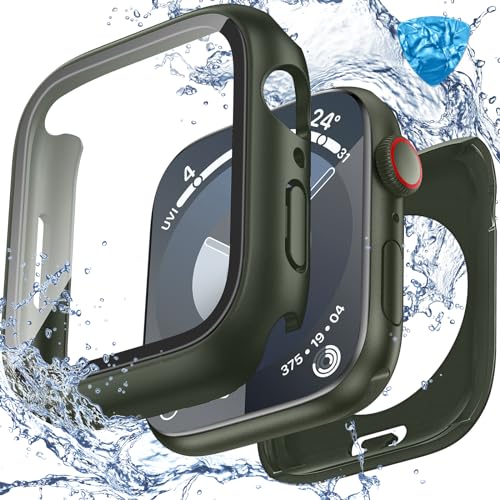 Goton wasserdichte Schutzhülle für Apple-Watch-Serie 10, 9, 8, 7, SE2, SE, 6, 5, 4, Ultra, 46 mm, 42 mm, 45 mm, 44 mm, 41 mm, 40 mm, 49 mm, 360° Harter PC-Stoßfänger mit Displayschutzfolie für von Goton