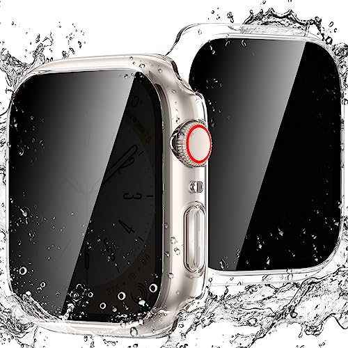 Goton Schutzhülle für Apple-Watch, 44 mm, wasserdicht, Sichtschutz, kompatibel mit Goton Watch Serie 6, 5, 4, SE, SE2, Displayschutzfolie 44 mm, Anti-Spionage, gehärtetes Glas, harter PC-Stoßfänger von Goton