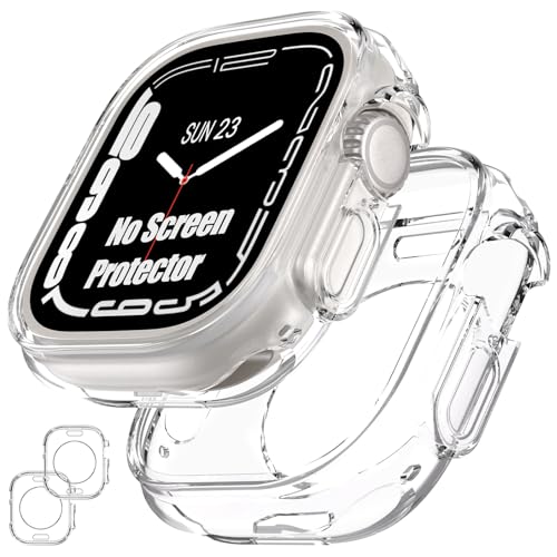 Goton Stoßfänger-Schutzhülle für Apple-Watch-Serie, Ultra 49 mm, ultradünn, weiches TPU, stoßfeste Kanten, Stoßfängerschutz für iWatch-Zubehör (ohne Displayschutzfolie), transparent und klar, 49 mm, 2 von Goton