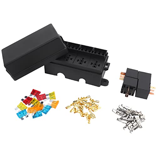 Goufride 12 Way Blade Sicherungshalter Box mit Flachstecker und Sicherung 4PCS 4Pin 12V 80A Relais für Auto-AnhäNger und Boot von Goufride