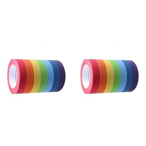 Goufride 14X Farbiges Abdeckband, Farbiges Malerband für Kunst und, Zeichenband, Bastelband, Papierband, Buntes Klebeband, C von Goufride