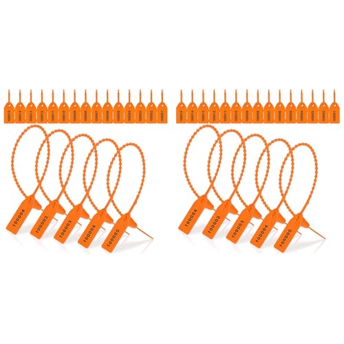 Goufride 2000 StüCk Kunststoff-Manipulationssiegel, FeuerlöScher-Tags, Sicherheitsetiketten, Siegel, Nummerierte, Kabelbinder, Etiketten, Orange von Goufride