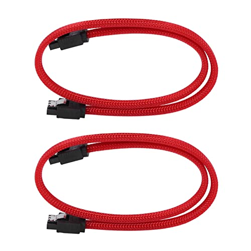 Goufride 2X 50CM SATA 3.0 III SATA3 7pin Datenkabel 6 Gb/s SSD Kabel HDD-Festplattendatenkabel mit Nylon Sleeved Premium Version (rot) von Goufride