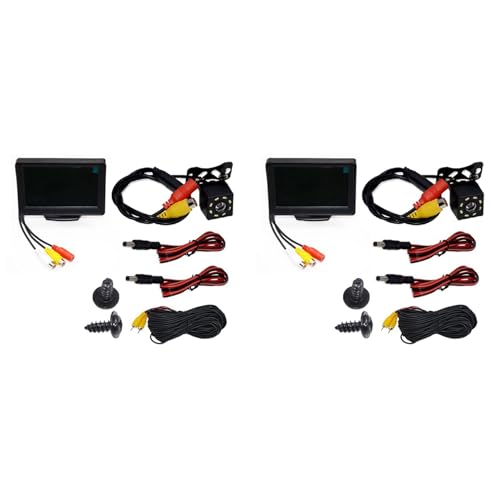 Goufride 2X Rückfahrkamera, Weites 4,3-TFT-LCD-Display oder Monitor, wasserdichte Nachtsicht, Rückfahrunterstützung, Überwachungskamera von Goufride