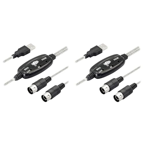 Goufride 2X USB MIDI Kabeladapter, USB Typ EIN Stecker auf MIDI Din 5 Pin In-Aus Kabel Schnittstelle mit LED Anzeige für Musik Klaviatur Goufride 2X USB MIDI Kabeladapter, USB Typ EIN Stecker auf MIDI Din 5 Pin In-Aus Kabel Schnittstelle mit LED Anzeige für Musik Klaviatur von Goufride